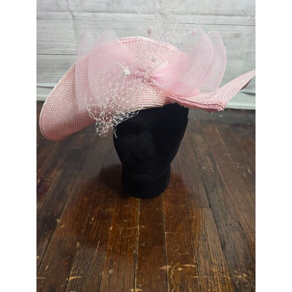 Vintage Pastel Pink Derby Church Hat Tulle - Picture 2 of 16